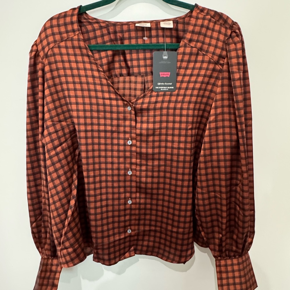 Levi's Women's Rust Checkered Blouse